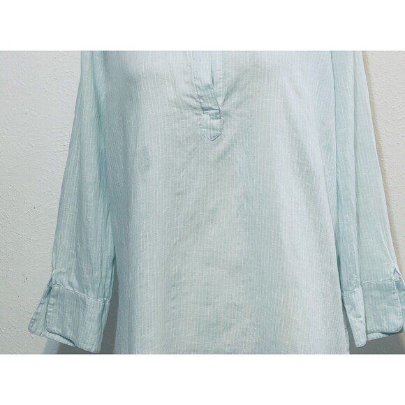 Vineyard Vines Size L Lucaya Tunic 100% Linen Striped Mint Green Timeless Staple - Picture 4 of 13